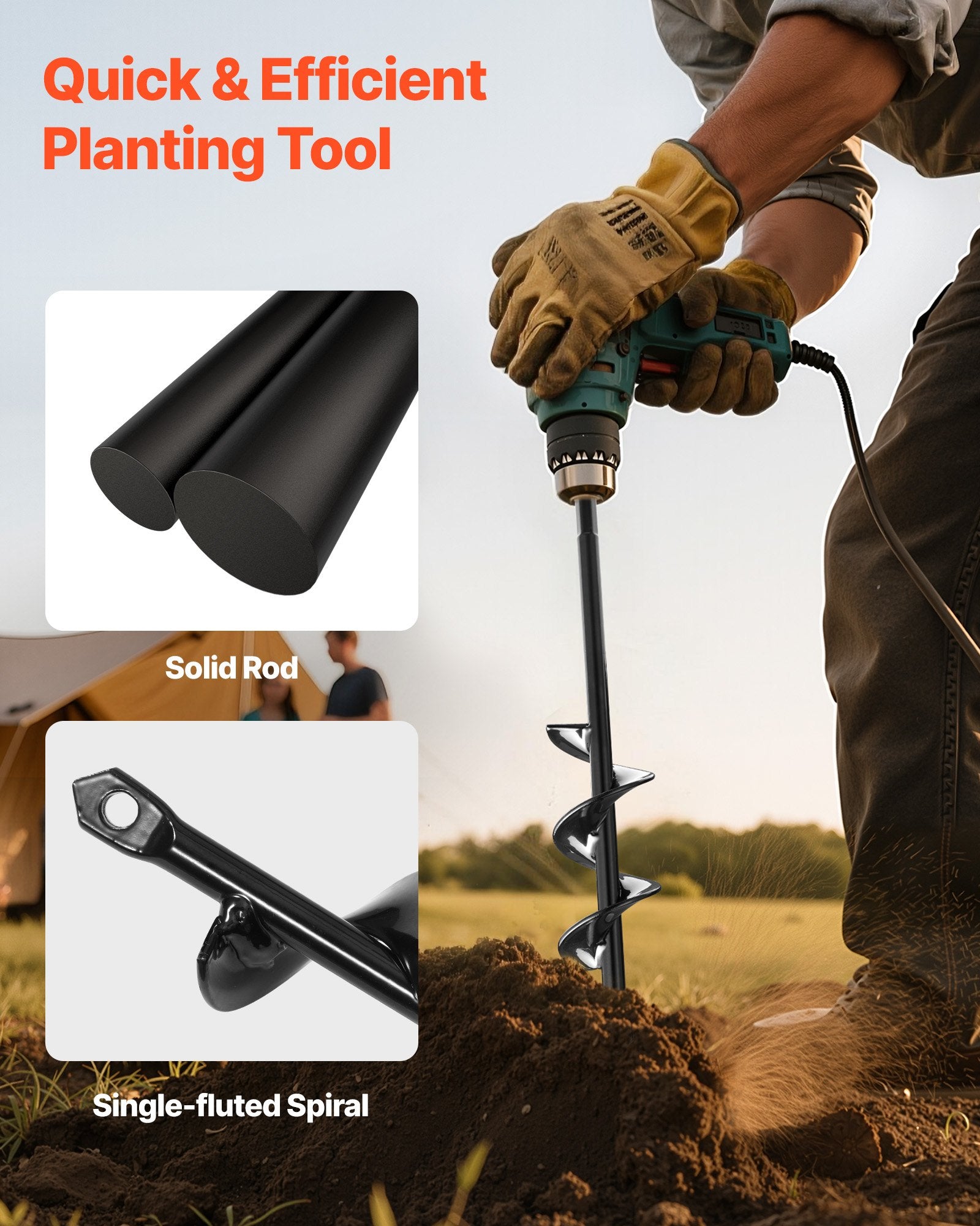 Profi Garten-Erdbohrer für Bohrmaschinen (4 x 22 cm)